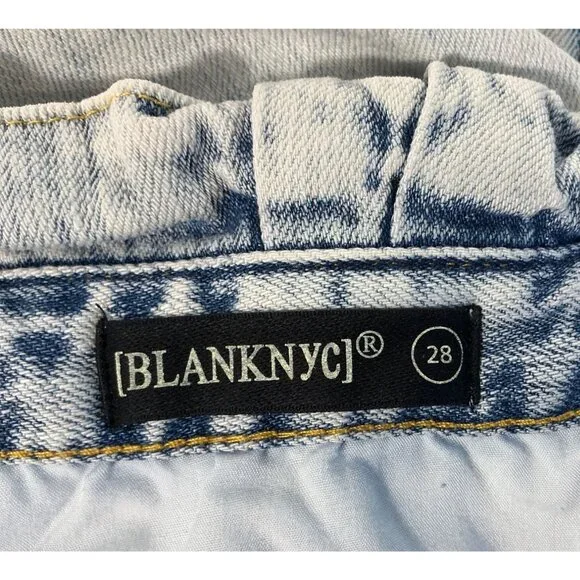 BLANK NYC High-Waist Light Blue Acid Wash Denim Paperbag Shorts Tie Belt Size 28 - Picture 10 of 14